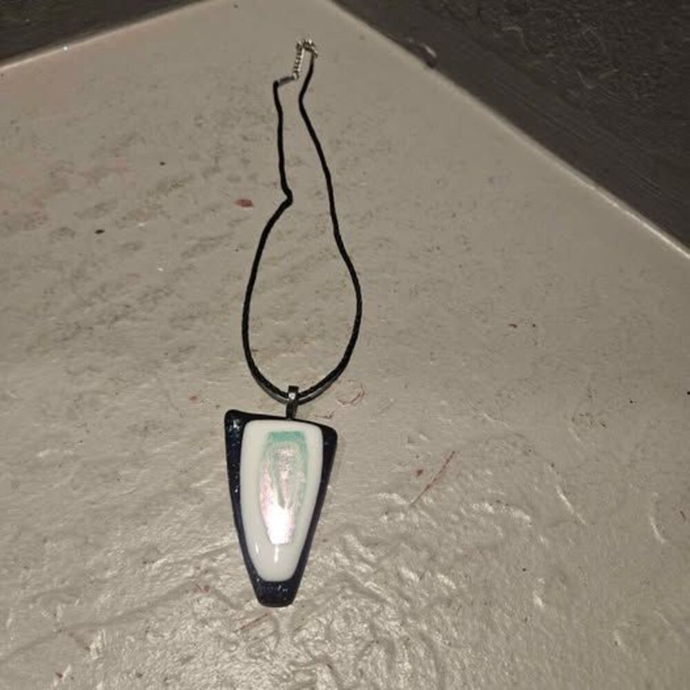 Dichroic Fused Glass Triangle Pendant Necklace